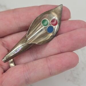 Vintage Taxco 925 Sterling Modernist Calla Lily Brooch Mexico TC-205 & 10.4g